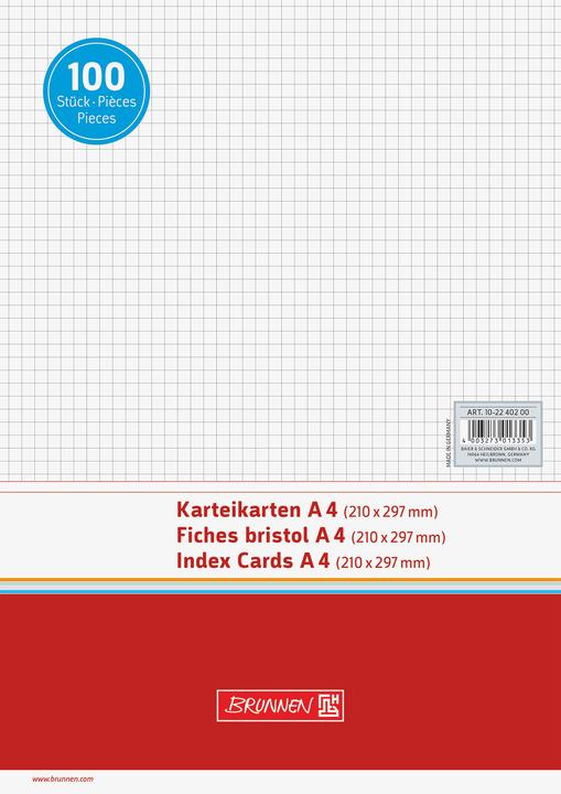 Image du produit Fiche A4 quadrillée blanche 100 pcs/paquet (A4, 180 g/m²)