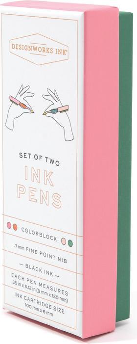 Image du produit Designworks Colour Block Pens - Red Orange & Emerald (Set Of 2) (Multicolore, 2 x)