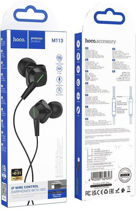Immagine prodotto Hoco Wired headphones M113 Clear universal digital earphones with microphone iP (Cablato)
