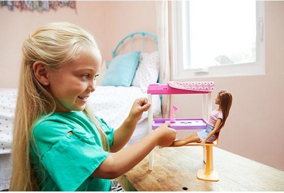 Actual product image Barbie Deluxe set furniture loft bed with desk & doll