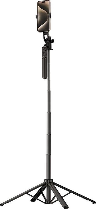 Produktbild Hurtel Selfie Stick WH181-Y1S Teleskopstativ 1,75 m Aluminiumlegierung mit Telefonhalter – Schwarz