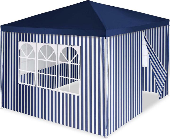 VCM Pavillon Partyzelt 3x3m blau weiss wasserdicht 4 Seitenteile Gartenzelt Eventzelt (300 cm, 300 cm)