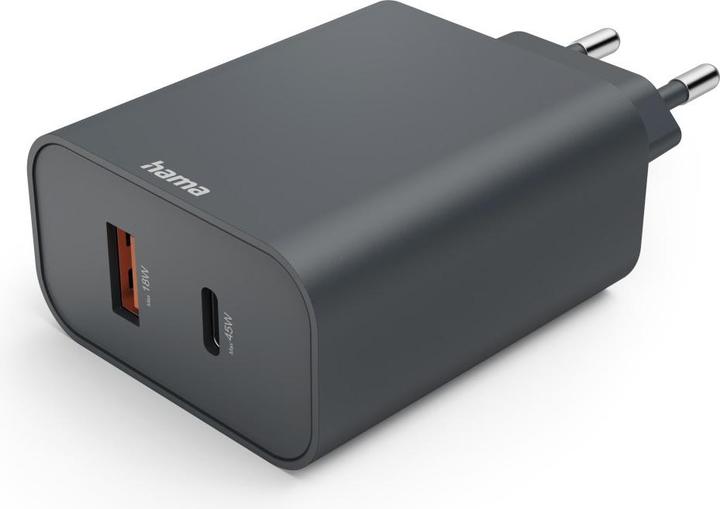Immagine prodotto Hama Caricabatterie rapido, USB-C, USB-A, Power Delivery (PD), 45 W, antracite (45 W)