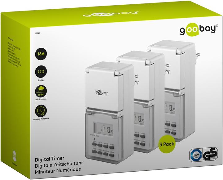 Immagine prodotto Goobay Timer digitale IP44, 3 pezzi, bianco