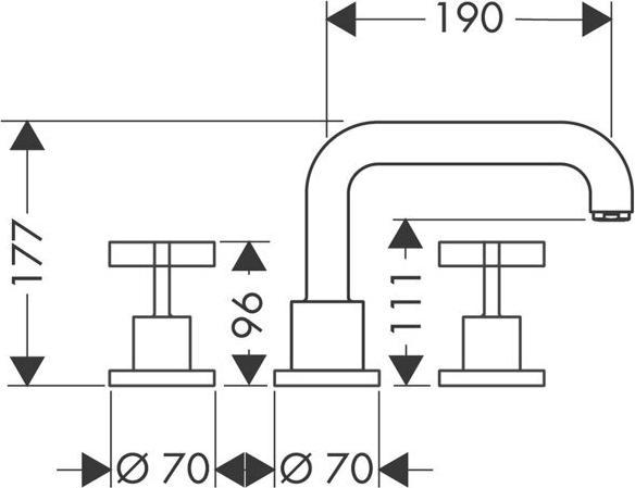 Produktbild Axor Citterio 3-Loch Wannenrandarmatur, Kreuzgriffe