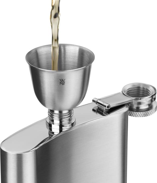 Produktbild WMF Flachmann Set 6tlg mit Schnapsgläser Trichter Manhattan Edelstahl mattiert (200 ml)