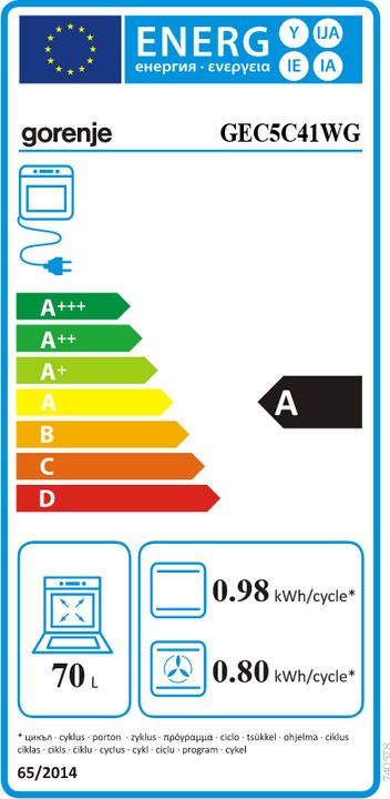 Label énergétique Gorenje GEC 5C41 WG ws