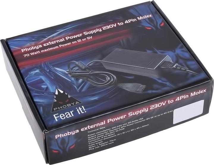 Image du produit Phobya Alimentation électrique externe 230V sur 4Pin Molex (70 W)