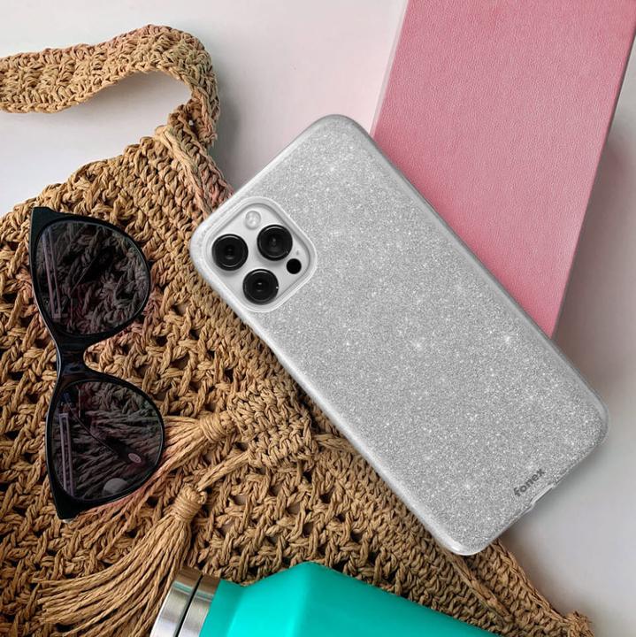 Actual product image Fongex iPhone SE / 8 / 7 - Glitter silicone case silver (Apple iPhone 8, Apple iPhone SE, Apple iPhone 7)