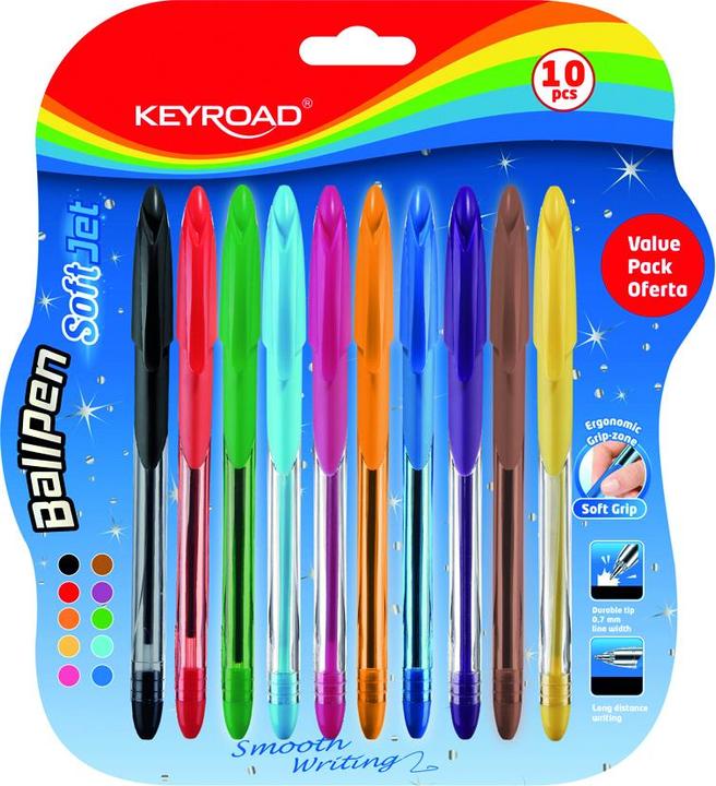 Keyroad Classic biros soft jet, 0,7 mm, 10 pezzi, blister, colori misti (10 x)