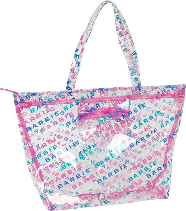 Barbie Damen Handtasche Logomania Durchsichtig Hellrosa 54 x 35 x 17 cm