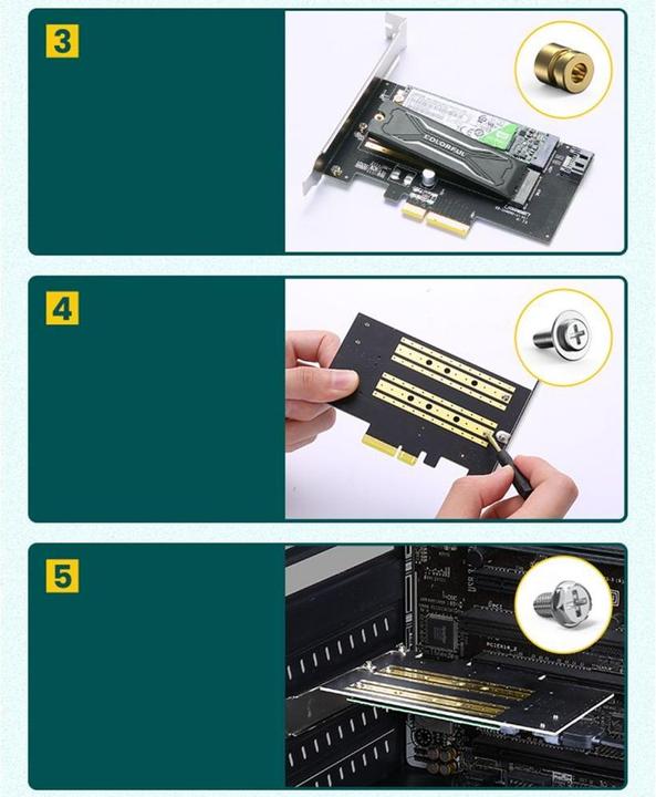 Image du produit Ugreen Adaptateur PCIe 3.0 x4 vers M.2 M-Key + M.2 B-Key