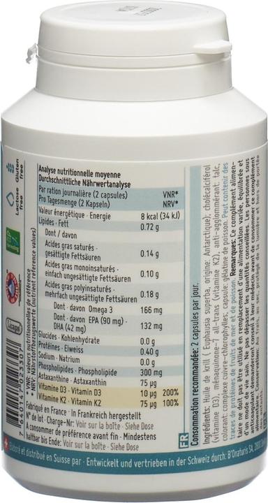 Nährwerte und Zutaten B'Onaturis Krill OsteoFix 90 Kapseln (1 Stück, Kapseln, 90 g)