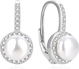 Beneto Charming silver earrings with real river pearls AGUC2397PL (L)