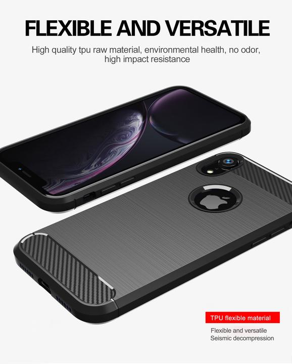 Produktbild Cadorabo TPU Ultra Slim carbon edelstahl Kombi Cover (Apple iPhone XR)