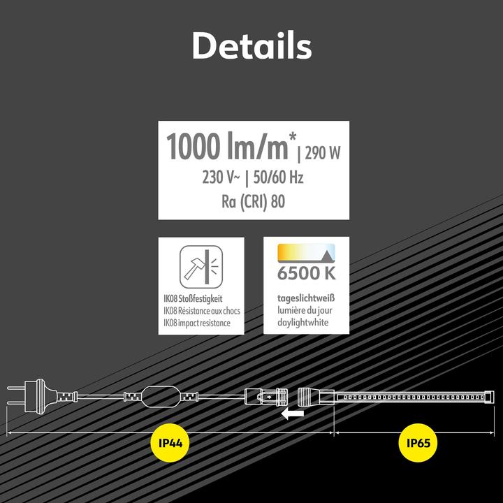 Actual product image Müller Licht MÜLLER-LICHT LED Power Stripe 21600028, 25m, 10W, 1000lm, 6500K (Daylight, 2500 cm, Outdoor, Indoor)