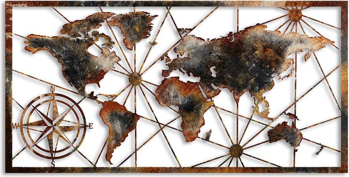 Image du produit Wallxpert Carte du monde en métal (120 x 60 cm)