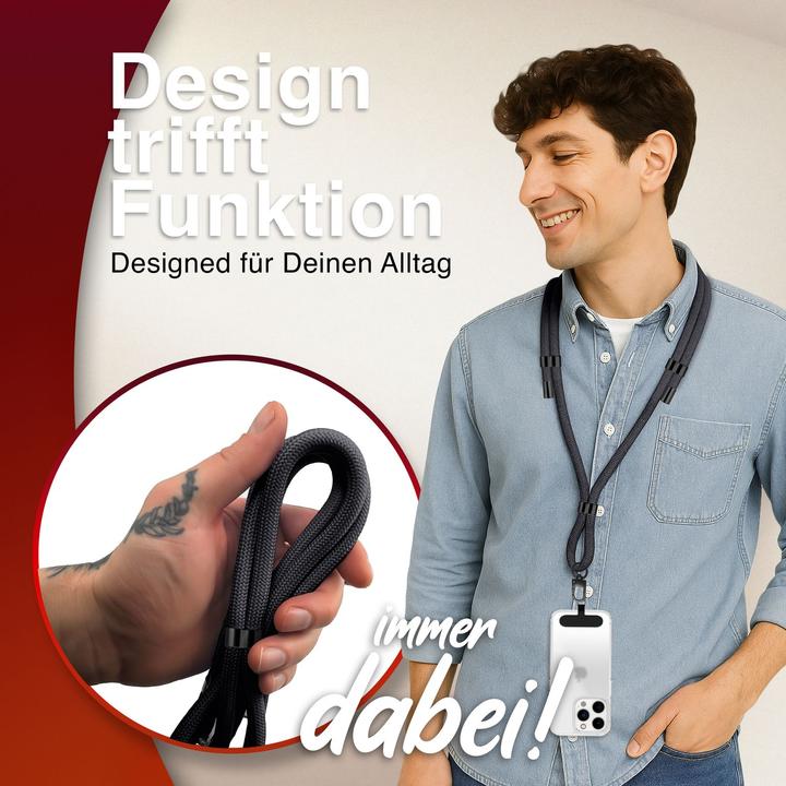 Image du produit Nalia HoldMe Lanyard Handykette - Universal Trageband für Smartphones - Verstellbar, Soft & Elastisch