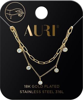 NoName Auriset Vergoldetes Armband mit Clips und Zirkonia (6.30 cm, Chirurginischer Stahl)
