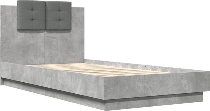 Produktbild VidaXL Bettgestell mit Kopfteil Betongrau (90 x 190 cm)