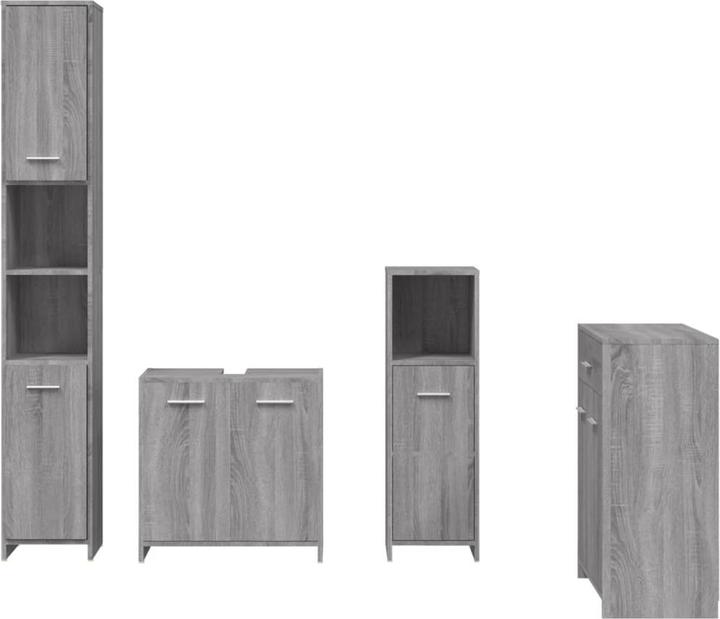Produktbild VidaXL Badmöbel Set Badezimmermöbel Set Badezimmerschrank 4 tlg. Grau Sonoma