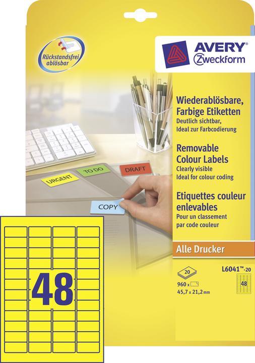 Produktbild Avery Farbige Etiketten, ablösbar