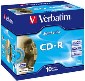 Produktbild Verbatim CD-R, 700MB, 52x, Lightscribe, Jewel Case (10 x)
