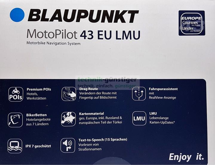 Image du produit Blaupunkt MotoPilot 43 EU LMU, appareil de navigation pour moto et piéton (4.30")