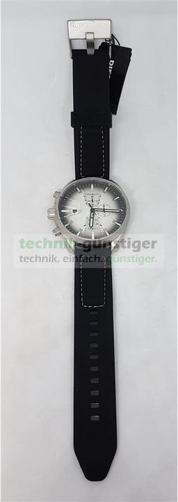 Produktbild Diesel DZ4483 MS9 Chrono Analoge Herren Quarz Uhr Silikon, Edelstahl, Schwarz/Silber (Chronograph, 47 mm)