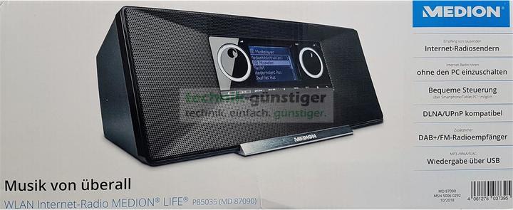 Actual product image Medion P85035 (MD87090) Internet radio with DAB+, FM, black (FM, DAB+, Wi-Fi)
