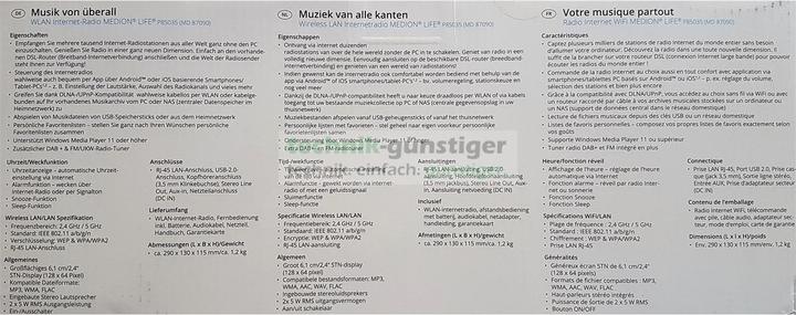 Actual product image Medion P85035 (MD87090) Internet radio with DAB+, FM, black (FM, DAB+, Wi-Fi)