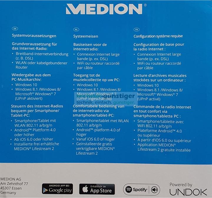 Actual product image Medion P85035 (MD87090) Internet radio with DAB+, FM, black (FM, DAB+, Wi-Fi)
