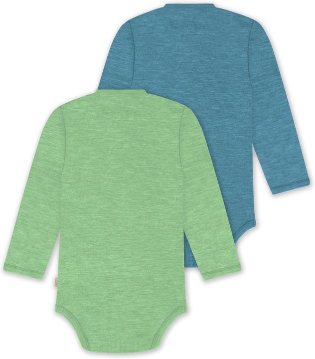 Actual product image Normani 2-pack organic long-sleeved merino wool baby bodysuit for boy and girl - 9353 (50)