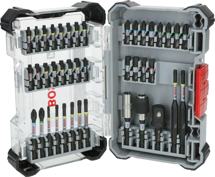 Bosch Professional Zubehör PRO Impact Schrauberbit-Set (T10, T15, T20, T20H, T25, T27, T30, PH1, PH2, PZ2, PH3, PZ1, PZ3, H5, H6, 5.5 mm, 6.5mm)