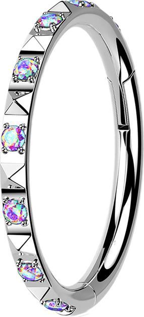 Immagine prodotto Star Piercing Anello a micro segmenti con cerniera in argento con piramidi laterali e cristalli multicolore (senza ottone, Titanio G23)