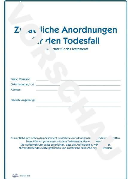 Produktbild Avery Zweckform Vordruck ""Testament"", 220 x 163 mm (10 x)