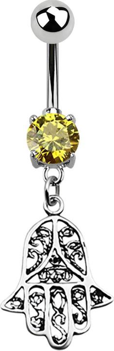Image du produit Star Piercing Banane argent avec pendentif hamsa jaune (sans laiton)