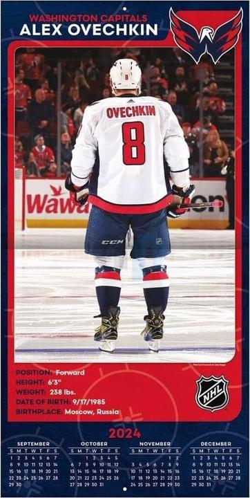 Image du produit NHL - Washington Capitals - Alex Ovechkin - Calendrier mural joueur 2025 30,5 x 30,5 cm (30,5 x 30,5 cm, Français, Italien, Espagnol, Allemand, Anglais)