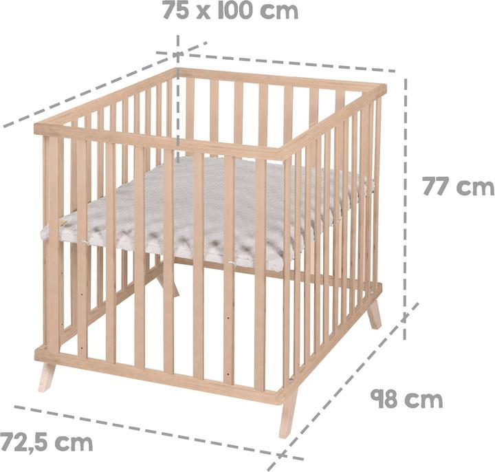 Produktbild Roba Laufgitter 75x100 cm mit Holzfüssen Lil Planet grau (72.50 cm, 98 cm)