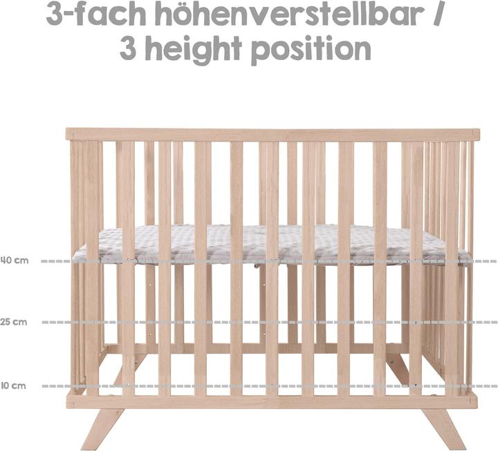 Produktbild Roba Laufgitter 75x100 cm mit Holzfüssen Lil Planet grau (72.50 cm, 98 cm)