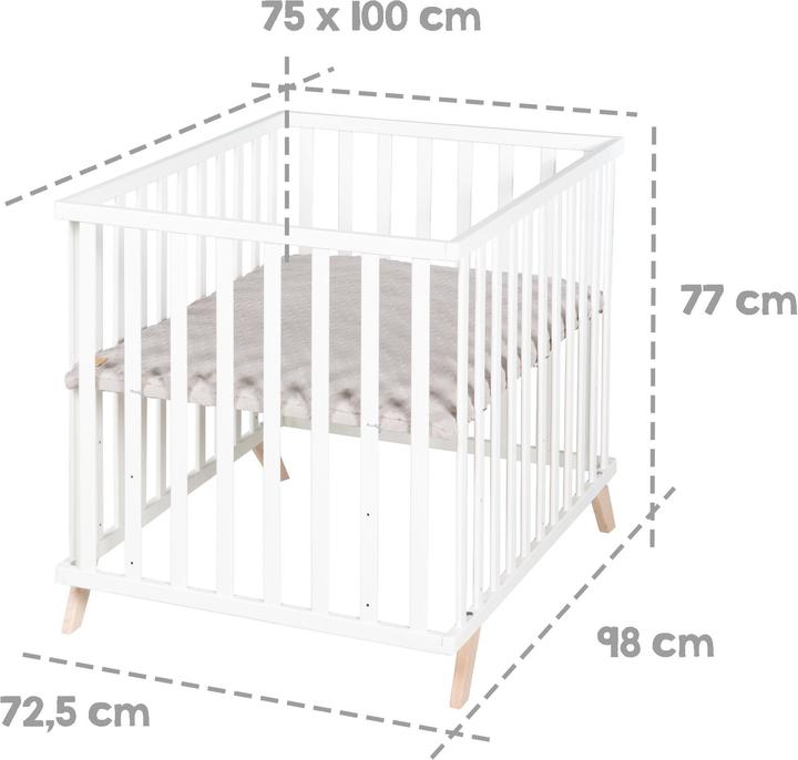 Produktbild Roba Laufgitter 75x100 cm mit Holzfüssen Lil Planet grau (72.50 cm, 98 cm)