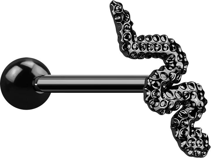 Star Piercing Micro Barbell schwarz mit Kugel und Schlange (ohne Messing, Chirurgenstahl 316L)