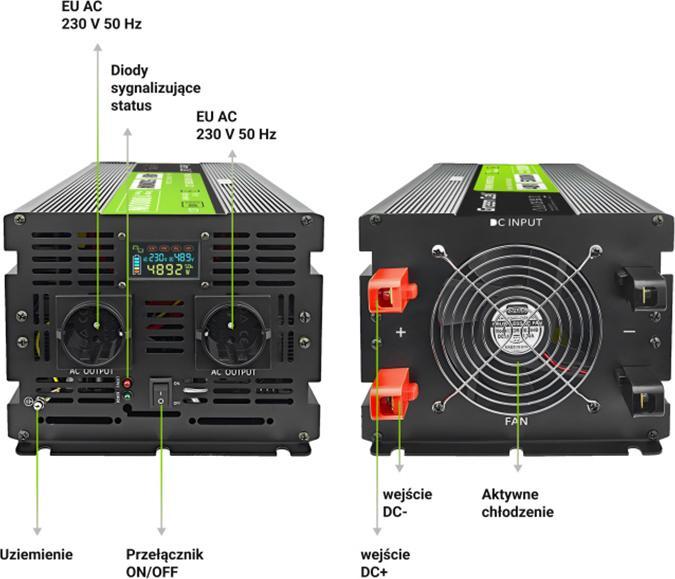 Actual product image GreenCell Przetwornica LCD /10000W Czysty sinus z wywietlaczem
