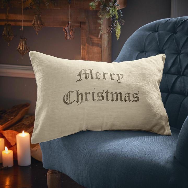 Produktbild Loberon Kissenhülle Merry Christmas weiss (40 x 60 cm)