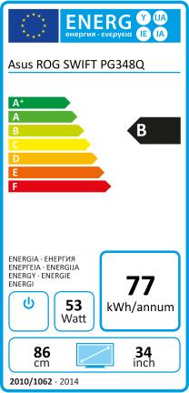 Energy Label ASUS ROG Swift PG348Q (3440 x 1440 pixels, 34")