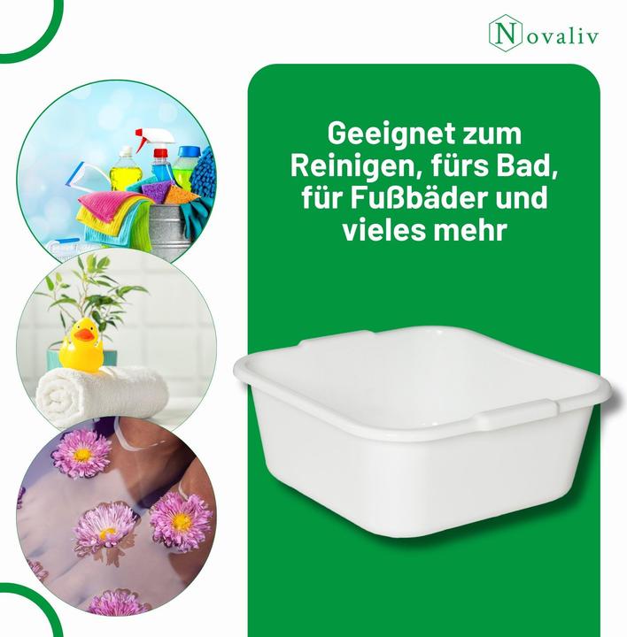 Produktbild Novaliv 10x Spülschüssel eckig 10,5L, 34x34 cm, Weiss, BPA-frei Spülmaschinenfest Ideal für Küche und (34 cm, 10.50 l, 10 x)