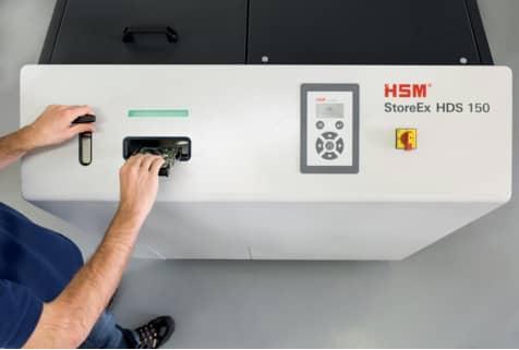 Actual product image HSM Powerline HDS 150 hard disk shredder, 1-stage, strip: 40 mm (Strip cut)