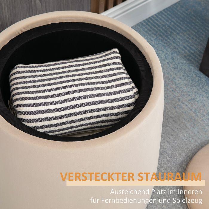Produktbild Swisshandel24 Ottomane Sitzhocker Hocker mit Stauraum Polsterhocker Fussbank 2-in-1 Rund Deckel abnehmbar in Samto