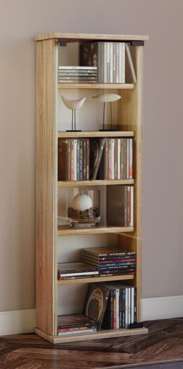 Produktbild VCM Holz CD DVD Stand Regal Vetro mit Glastür (31 x 18 x 92 cm)