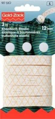 Produktbild Prym Knopfloch-Elastic mit 3 Wäsche-Doppelknopf, weiss 12 mm, Karte 3 m, Knopf 12 mm